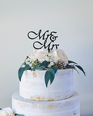 Mr & Mrs Cake Topper (Custom Colour)