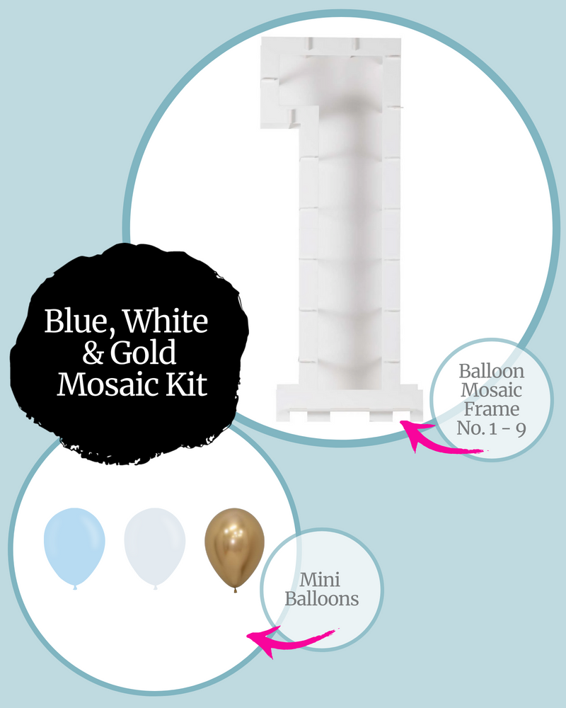 Blue, White & Gold DIY Balloon Mosaic Kit