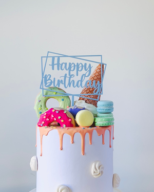 Happy Birthday Cake Topper Large (Custom Colour)