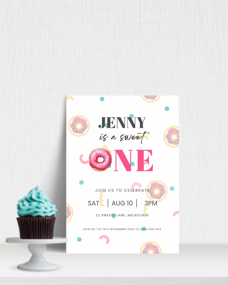 Sweet One Donut Birthday Party Invite | Digital Download ALW77