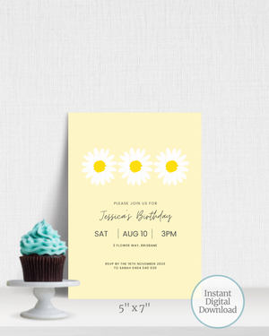 
            
                Load image into Gallery viewer, Daisy Flower Birthday Party Invite | Digital Download ALW84
            
        