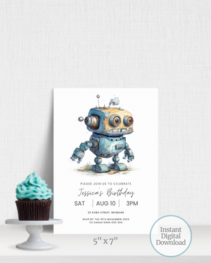 
            
                Load image into Gallery viewer, Robot Party Invite | Digital Download ALW85
            
        