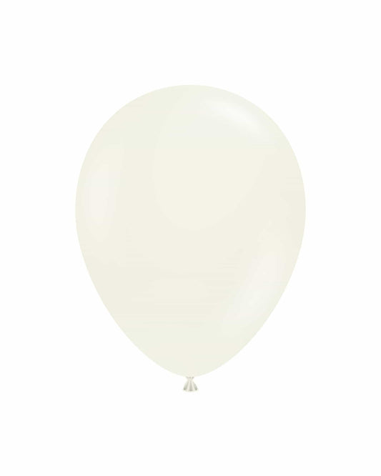 Single pale balloon on a white background, showcasing a smooth, shiny surface and an elegant, subtle sheen.