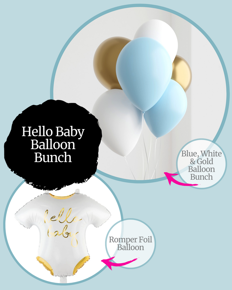 Hello Baby Blue Balloon Bunch Kit