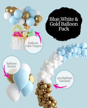 Blue, White & Gold Balloon Pack