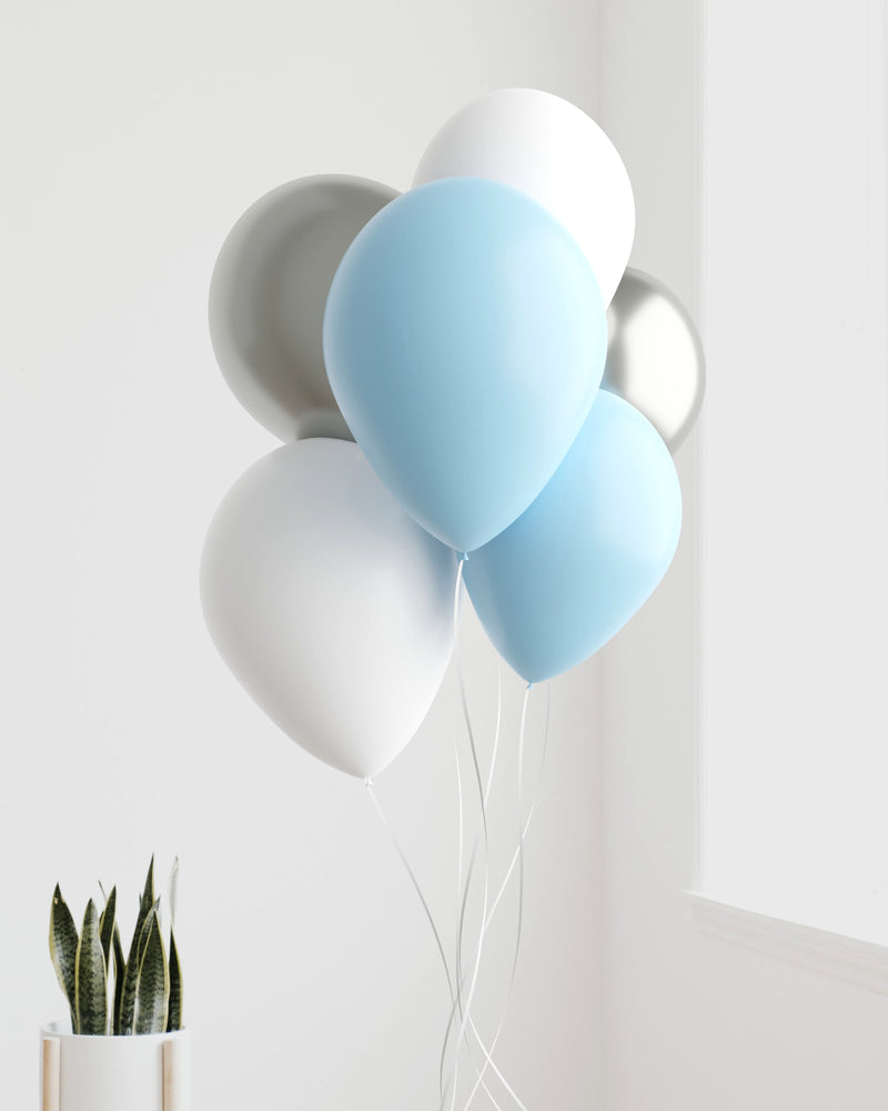 Blue, White & Silver Balloon Bunch