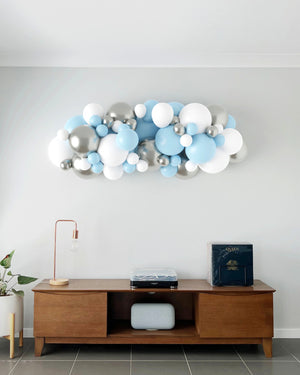 
            
                Load image into Gallery viewer, Blue, White &amp;amp; Silver DIY Balloon Garland Kit
            
        