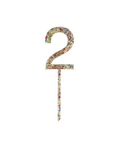Number 2 Rainbow Glitter Cake Topper
