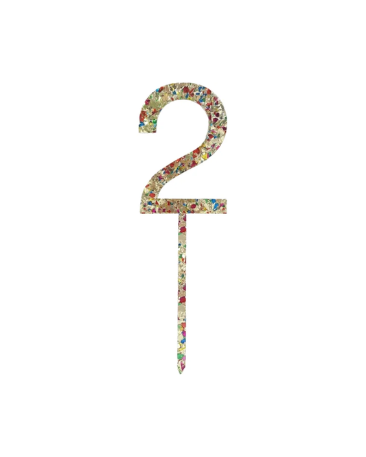 Number 2 Rainbow Glitter Cake Topper