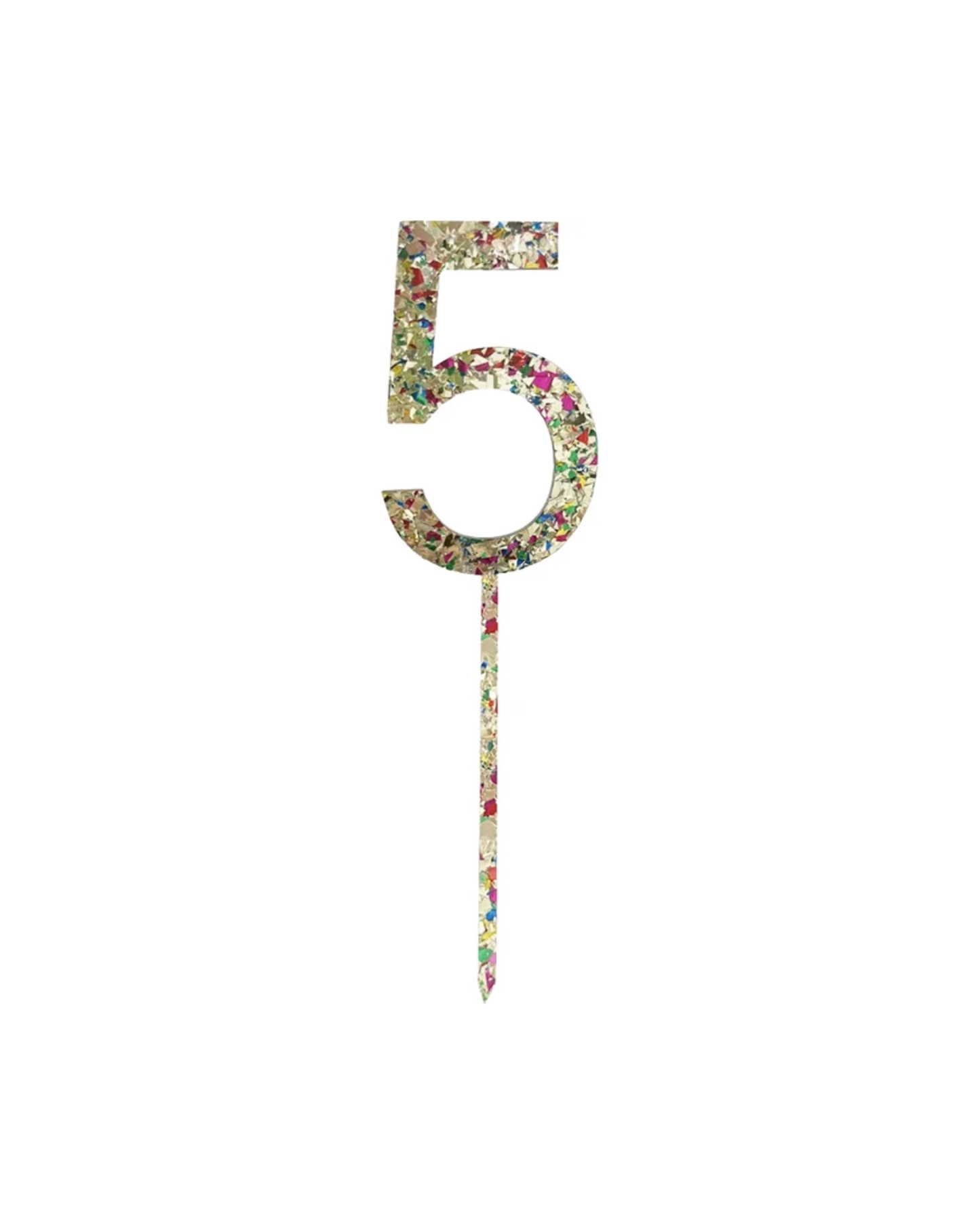 Number 5 Rainbow Glitter Cake Topper
