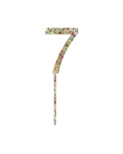 Number 7 Rainbow Glitter Cake Topper