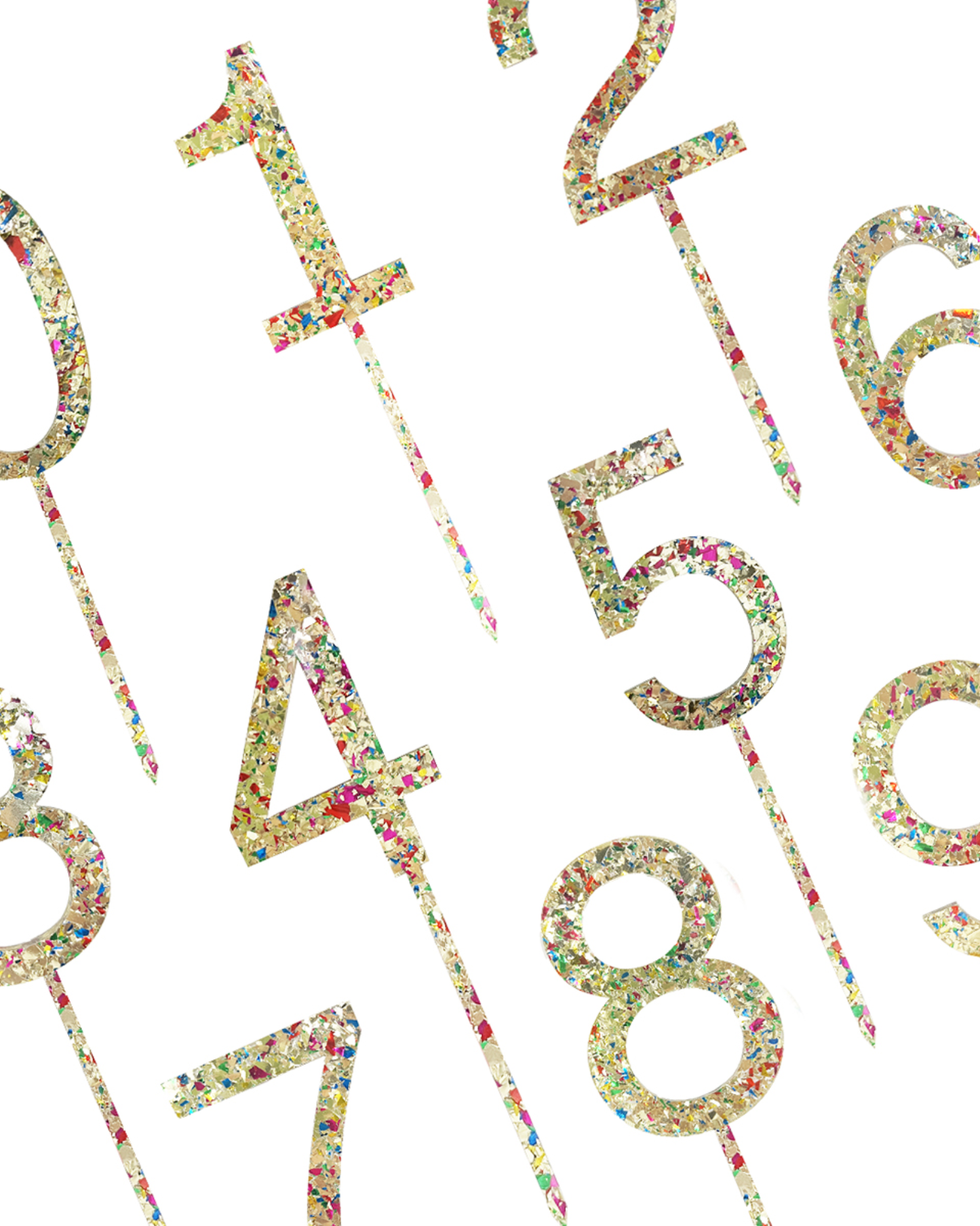 Number 9 Rainbow Glitter Cake Topper