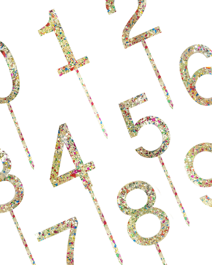 Number 9 Rainbow Glitter Cake Topper