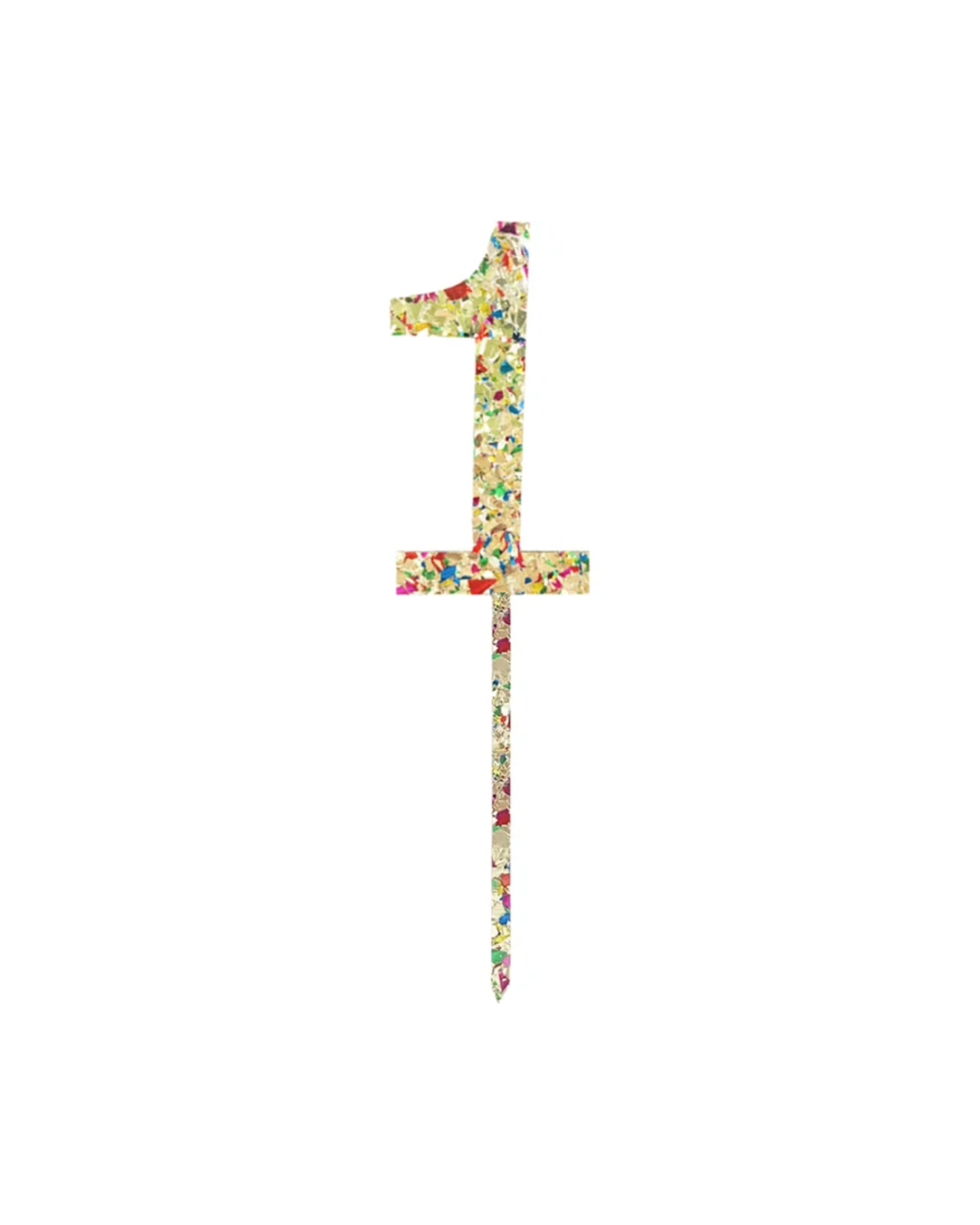 Number 1 Rainbow Glitter Cake Topper