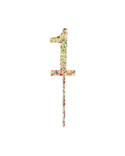 Number 1 Rainbow Glitter Cake Topper