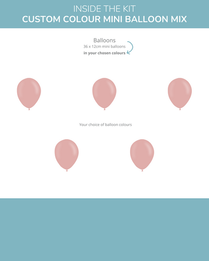 A selection of mini balloons in soft pastel shades, arranged with a clear, light background for an inviting look.