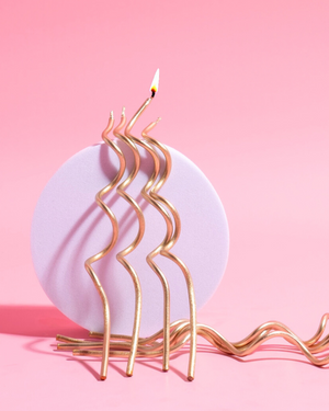 Swirly Cake Candles Gold