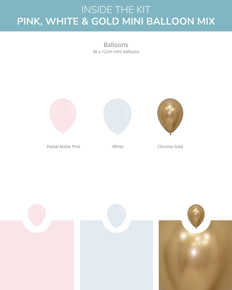 Pink, White & Gold Mini Balloons Mix