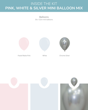 
            
                Load image into Gallery viewer, Pink, White &amp;amp; Silver Mini Balloons Mix
            
        