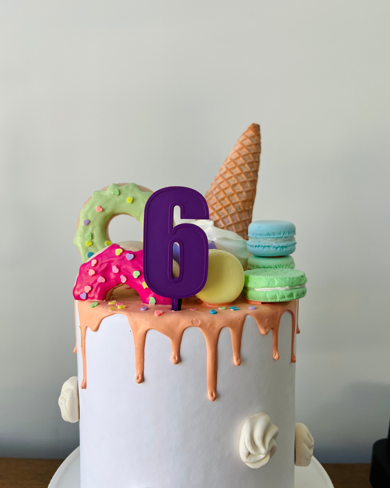 Number 6 Cake Topper (Custom Colour)