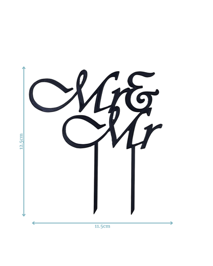 Elegant black script spelling "Mr & Mr," featuring two stakes for secure placement.