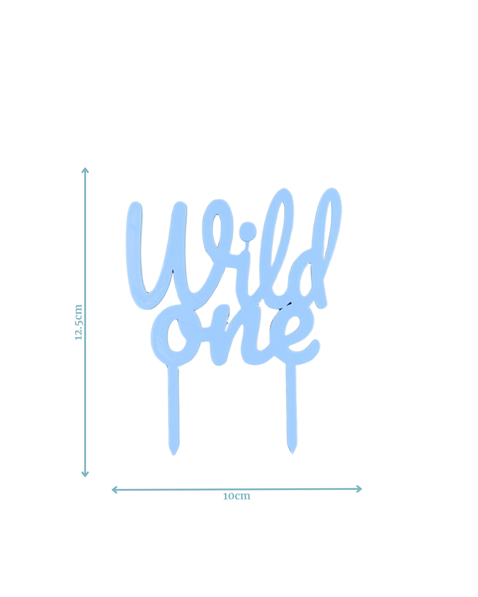 Light blue decorative text reading "Wild One" with stakes for securing, on a plain white background.