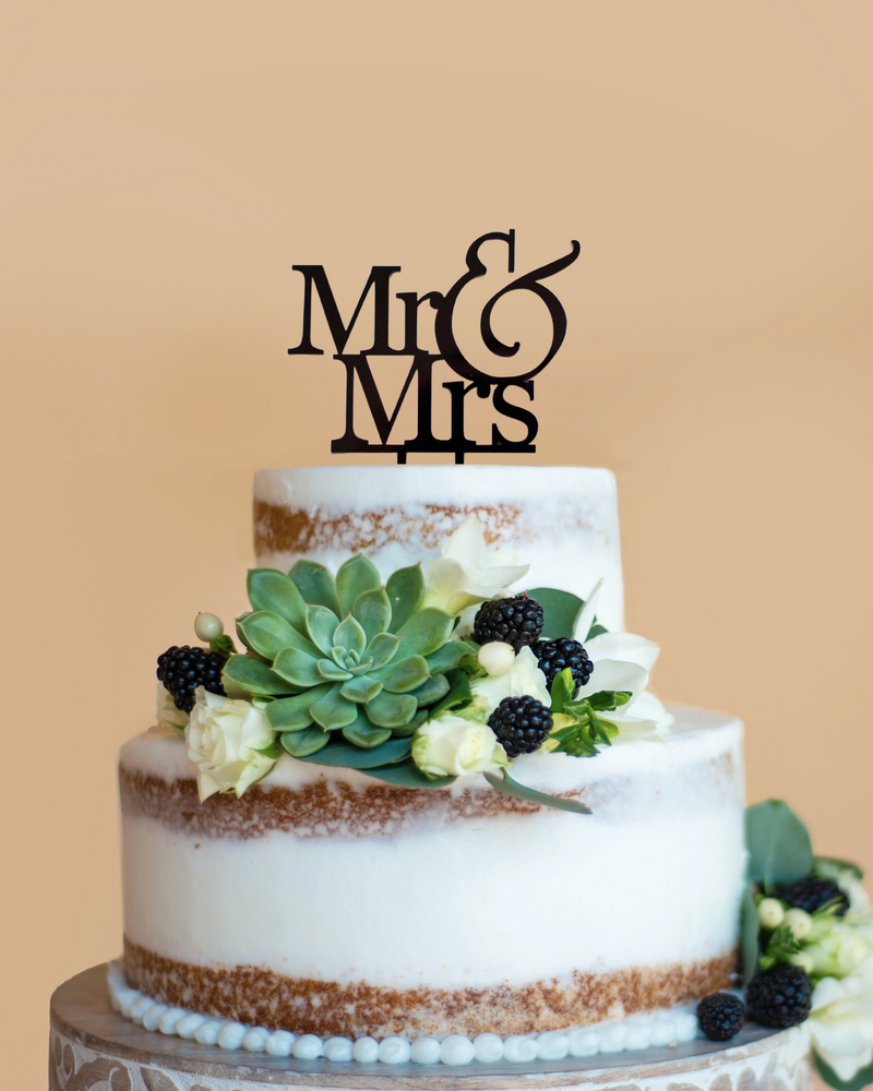Mr & Mrs Black Cake Topper