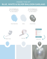 Blue, White & Silver DIY Balloon Garland Kit