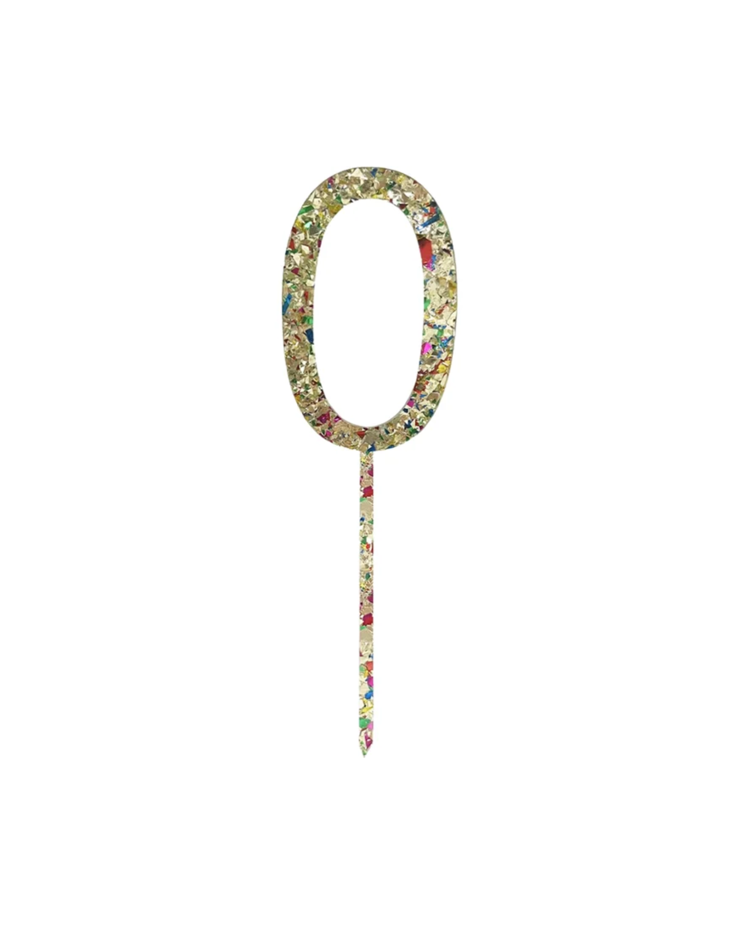 Number 0 Rainbow Glitter Cake Topper