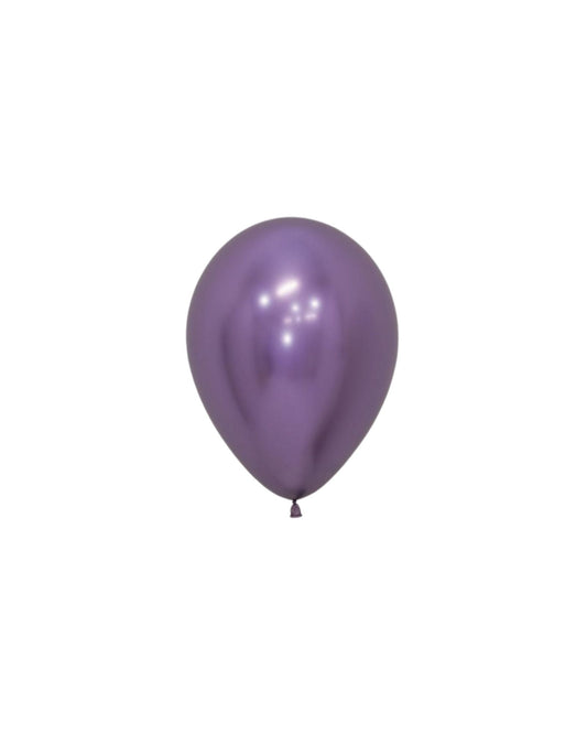 Shiny violet balloon with a glossy finish, gently reflecting light against a plain white background.