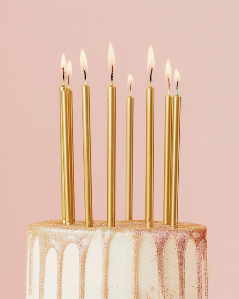 Tall Cake Candles Gold