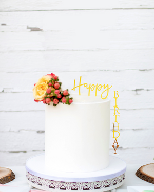 Happy Birthday Gold Floating Top & Sides Cake Topper