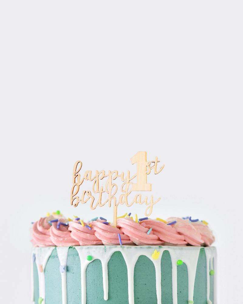 Happy 1st Birthday Wooden Cake Topper