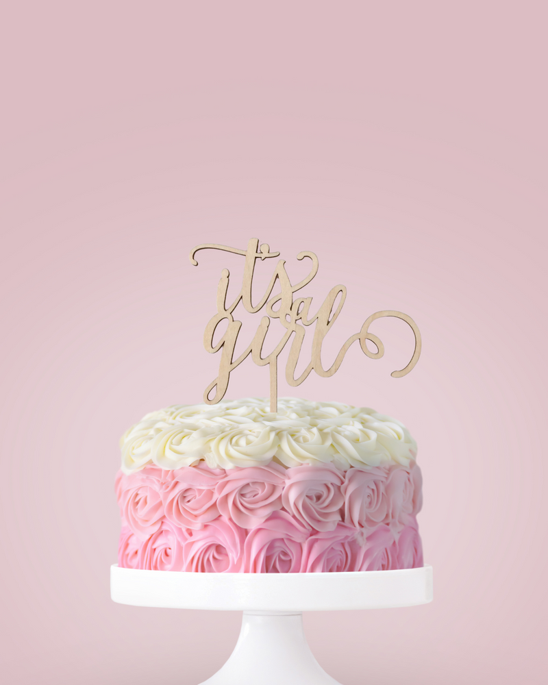 It's a girl Wooden Cake Topper