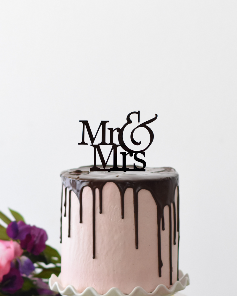 Mr & Mrs Black Cake Topper