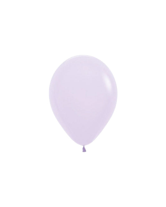 Pastel matte lilac balloon, round shape, with a subtle sheen, hanging against a white background.