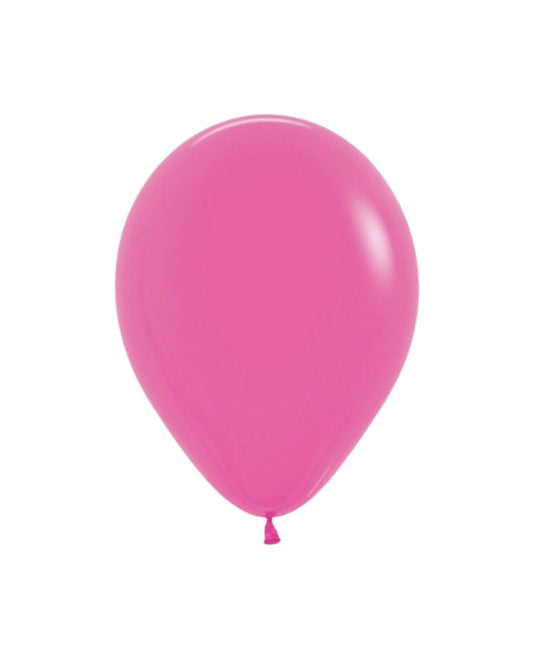 Bright fuchsia balloon with a smooth, glossy surface, suspended against a plain white background.