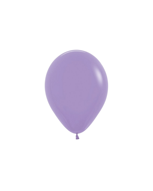 A glossy lilac balloon with a rounded shape, gently tapering at the bottom, against a plain white background.