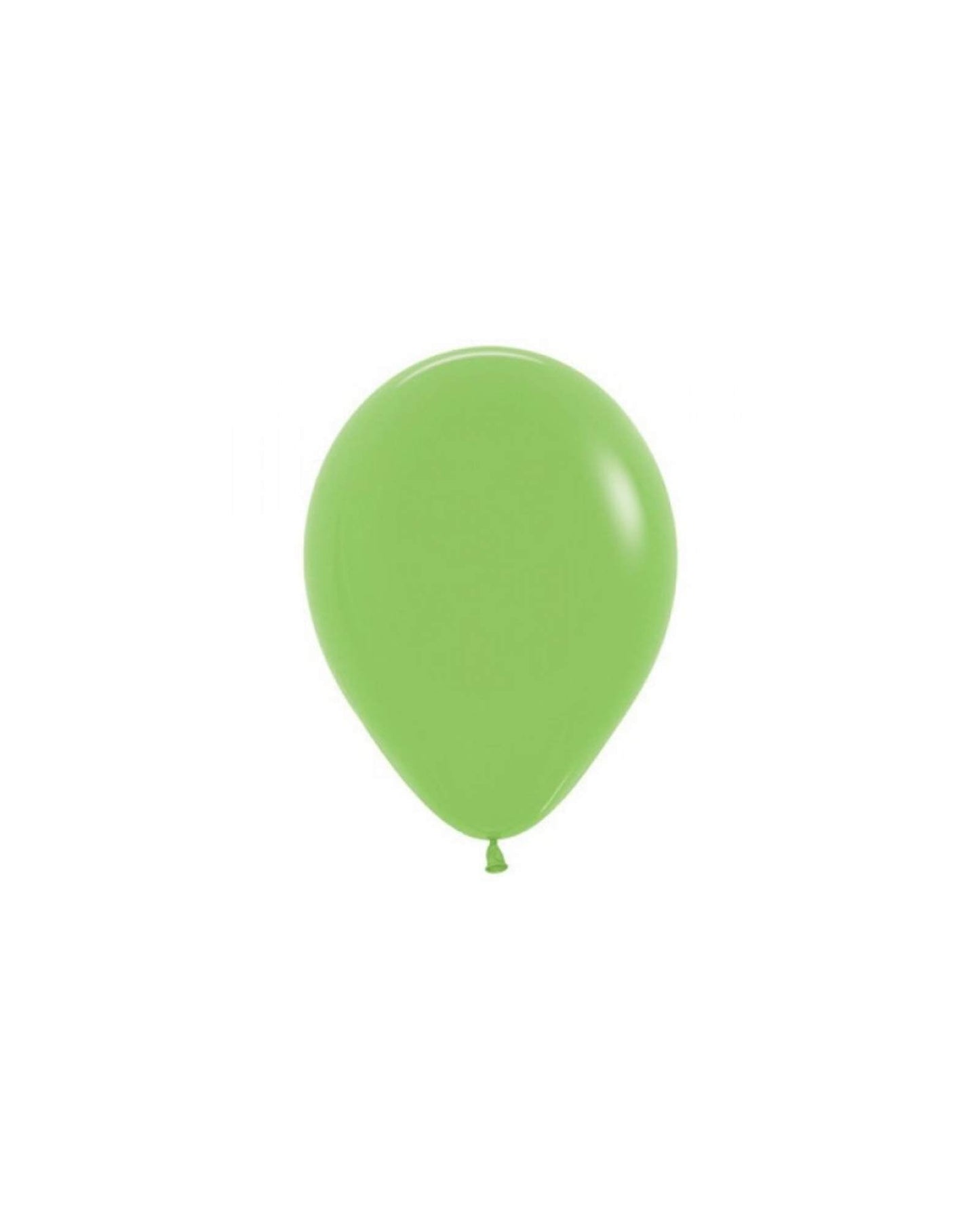 Bright lime green balloon with a smooth, glossy surface, set against a plain white background.