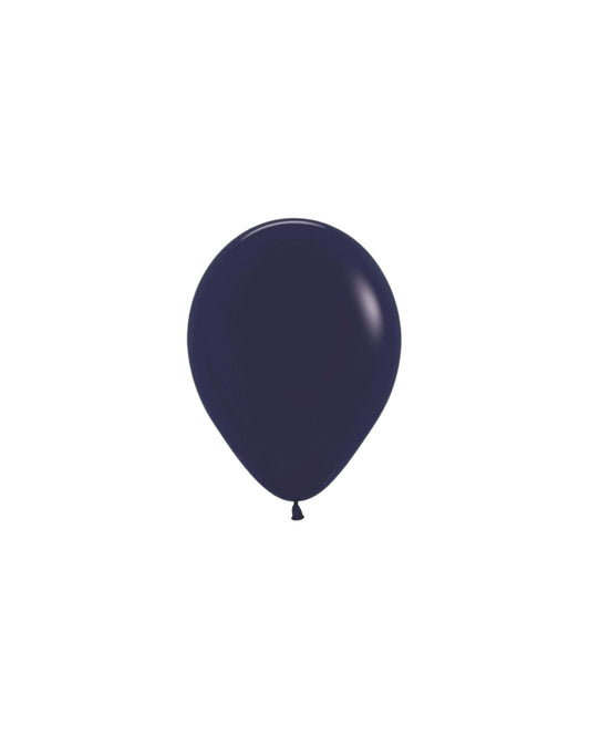 Navy blue balloon with a glossy finish, featuring a small knot at the bottom against a plain white background.