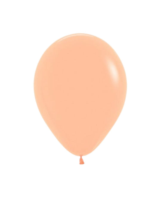 A smooth, peach-blush balloon with a glossy finish, gently weighted at the bottom.