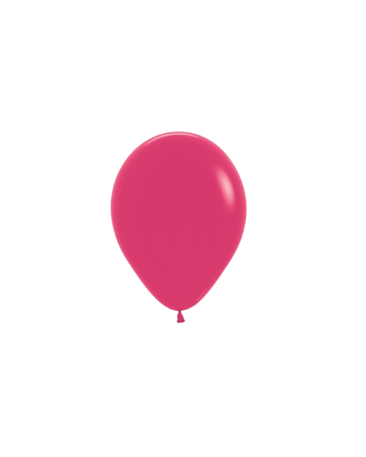 Bright pink balloon with a smooth, shiny surface, suspended against a plain white background.