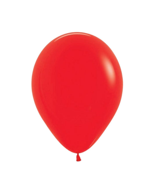 Bright red balloon with a smooth, shiny surface and a tapered end, perfect for festive occasions and celebrations.