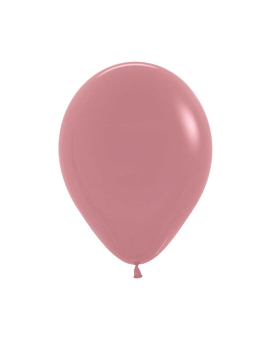 A glossy, rosewood-colored balloon with a rounded shape and a small tied end, set against a plain background.