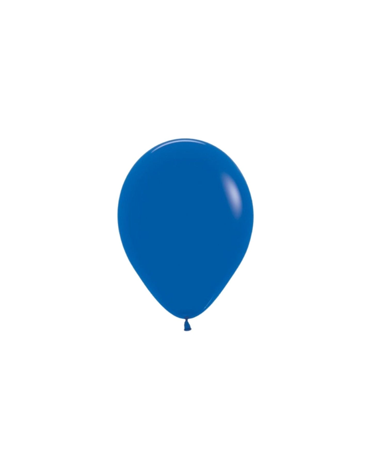 Bright royal blue balloon with a smooth, glossy surface, suspended against a clean white background.