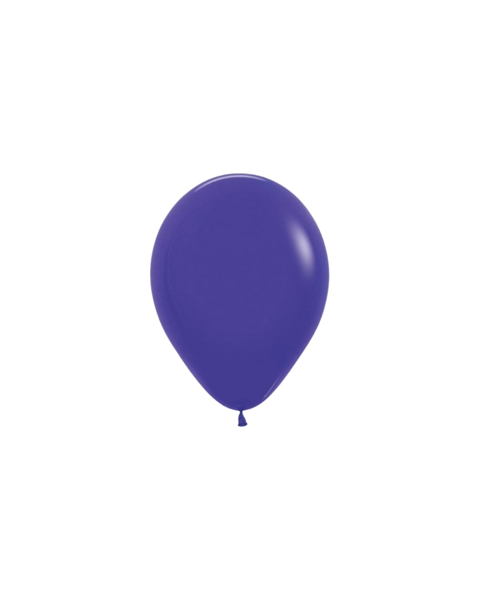 A glossy purple balloon with a smooth surface, suspended against a white background.