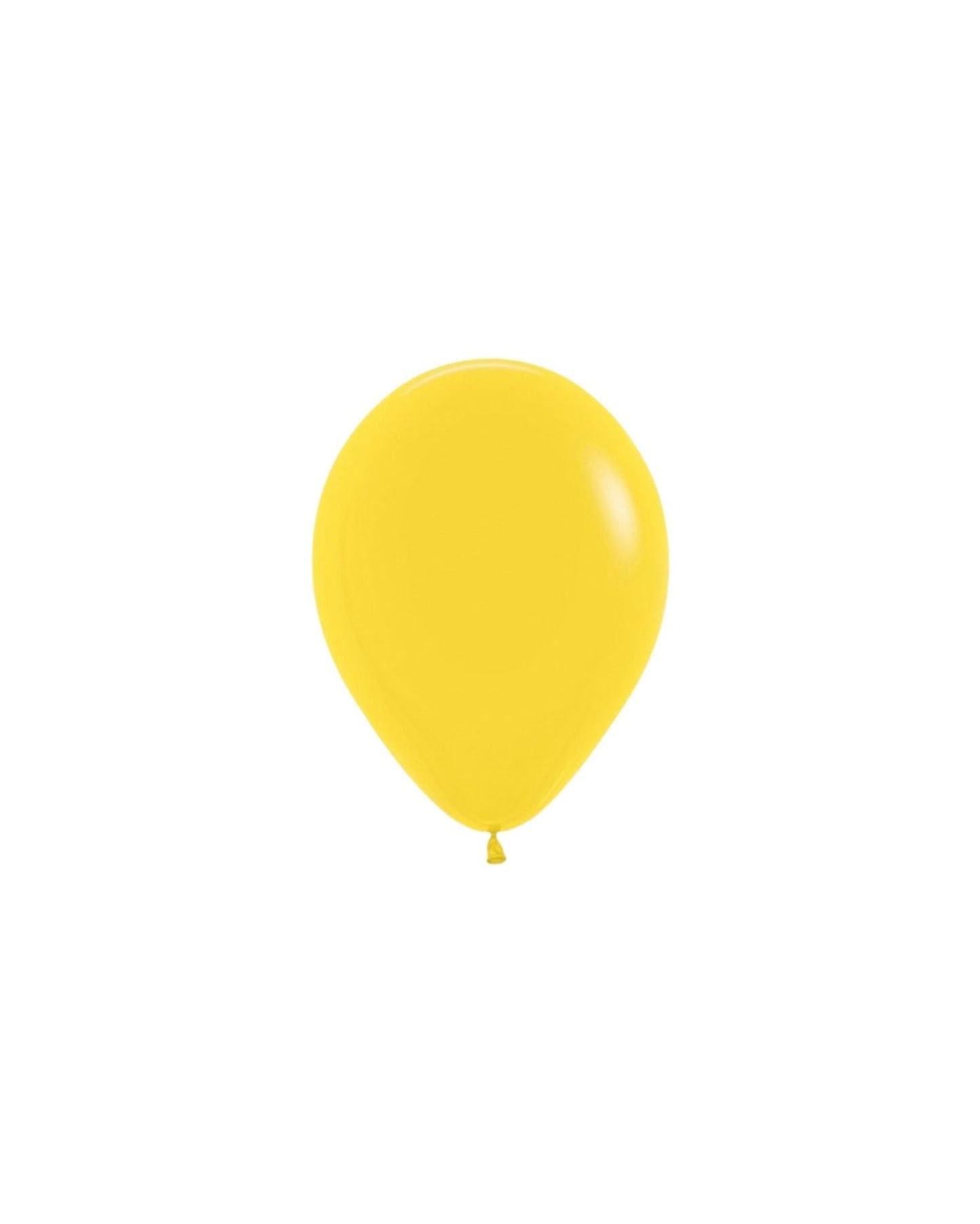 Bright yellow balloon with a smooth surface, floating against a white background.