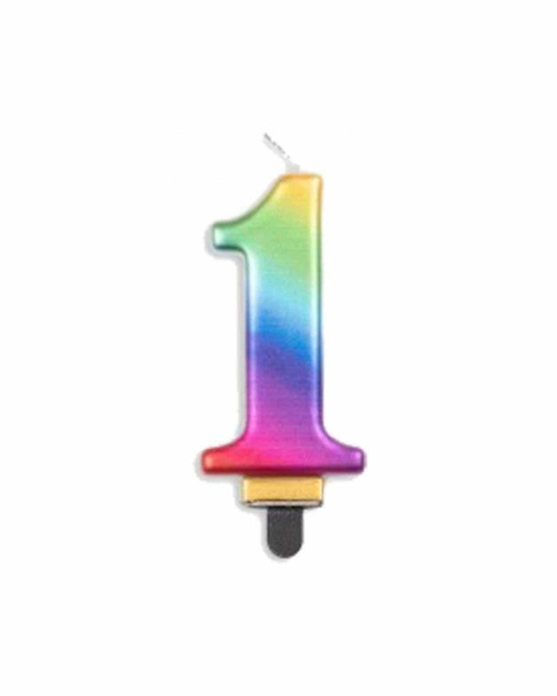Rainbow Metallic Candle Number 1