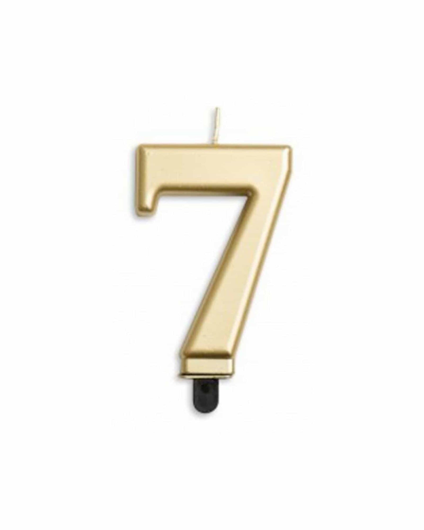 Shiny gold numeral seven with a black base, ideal for celebrations or special occasions.