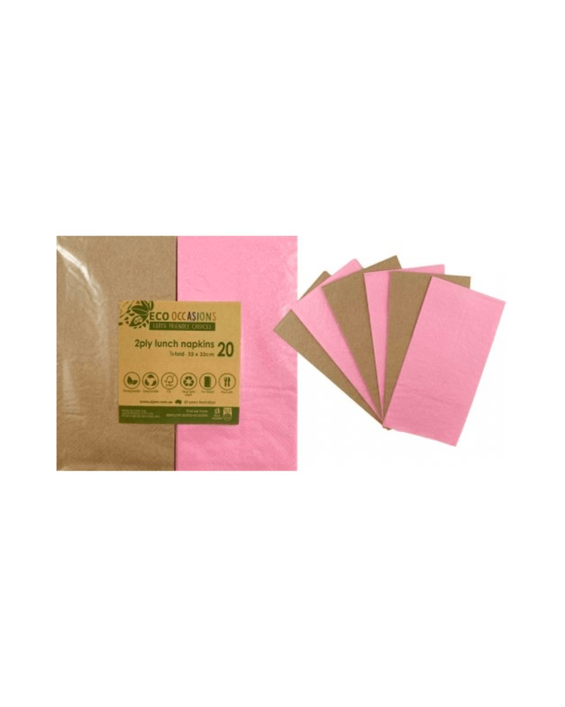 
            
                Load image into Gallery viewer, Light Pink &amp;amp; Kraft Lunch Napkins - A Little Whimsy
            
        